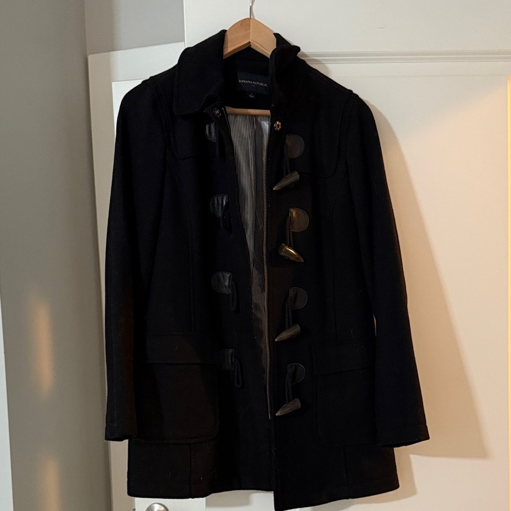 Banana Republic Black Pea Coat with Toggles